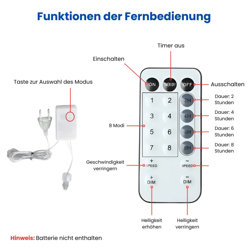 Wasserdichte LED Eiszapfen Lichterkette mit Fernbedienung