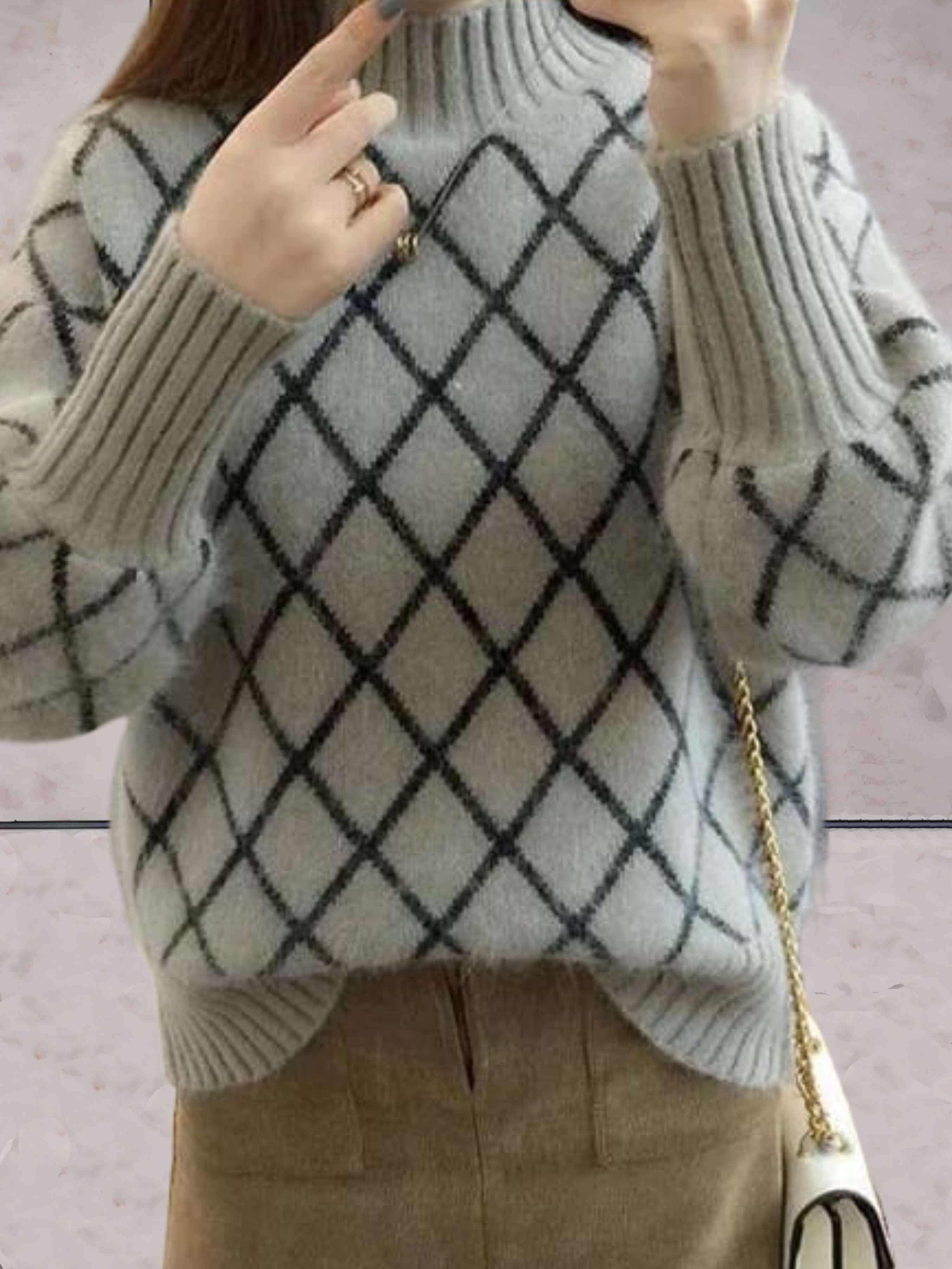 Arlene | Einfacher Strickpullover mit Rollkragen und gerippten Ärmeln