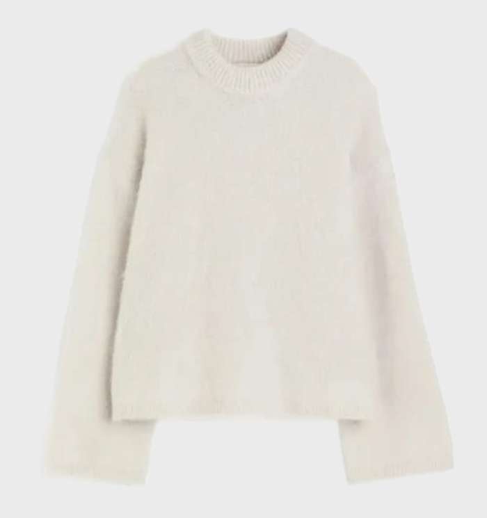 Zara | Unifarbener Mohair-Pullover mit Rundhalsausschnitt für Freizeitkleidung