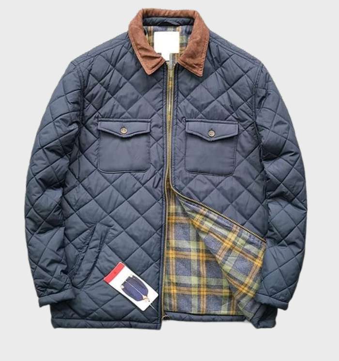 Nicholo | Dicke und warme Steppjacke mit Flanellkaro-Futter und Reißverschluss