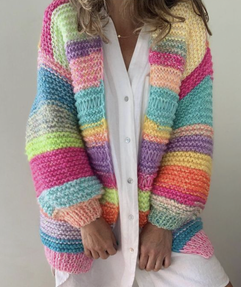 ANITA | Warmer stylischer Strick-Cardigan in Regenbogenfarben