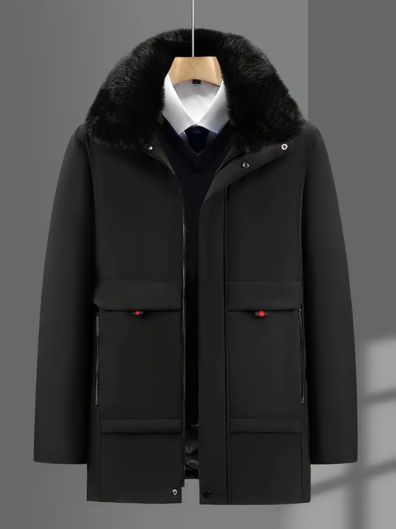 Paolo - Lässiger Winter Schwarz wasserdichter Parka für Herren