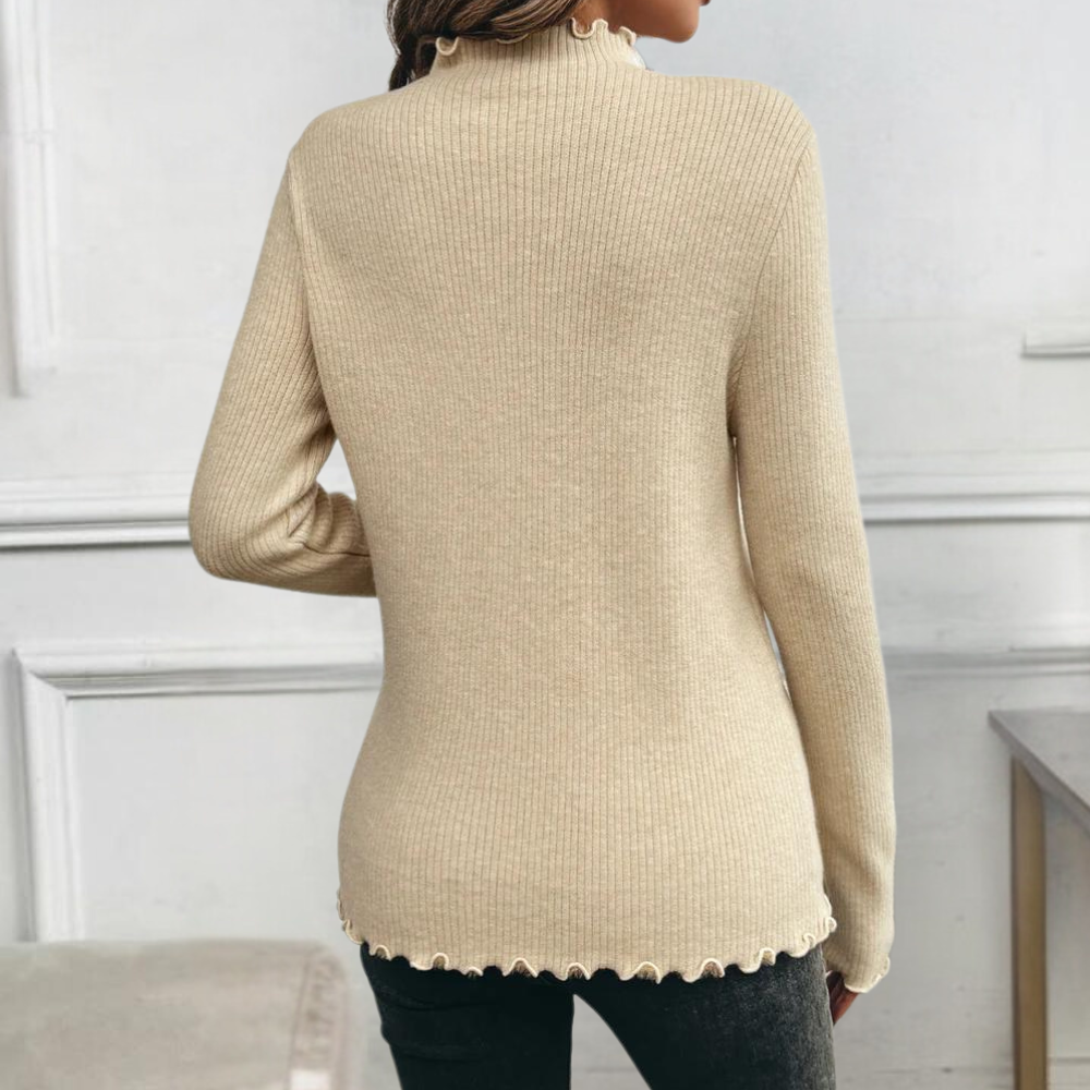 Olga - Schicker Warmer Winterpullover Khaki für Damen