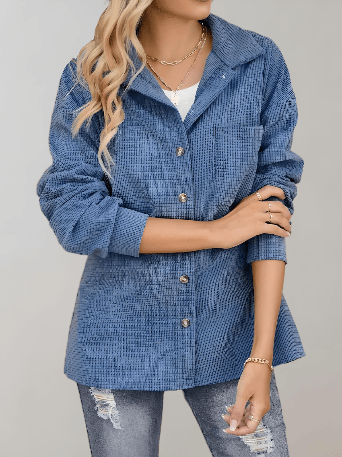 Willa - Stilvolle und Lässige Herbstjacke mit langen Blau Ärmeln für Damen