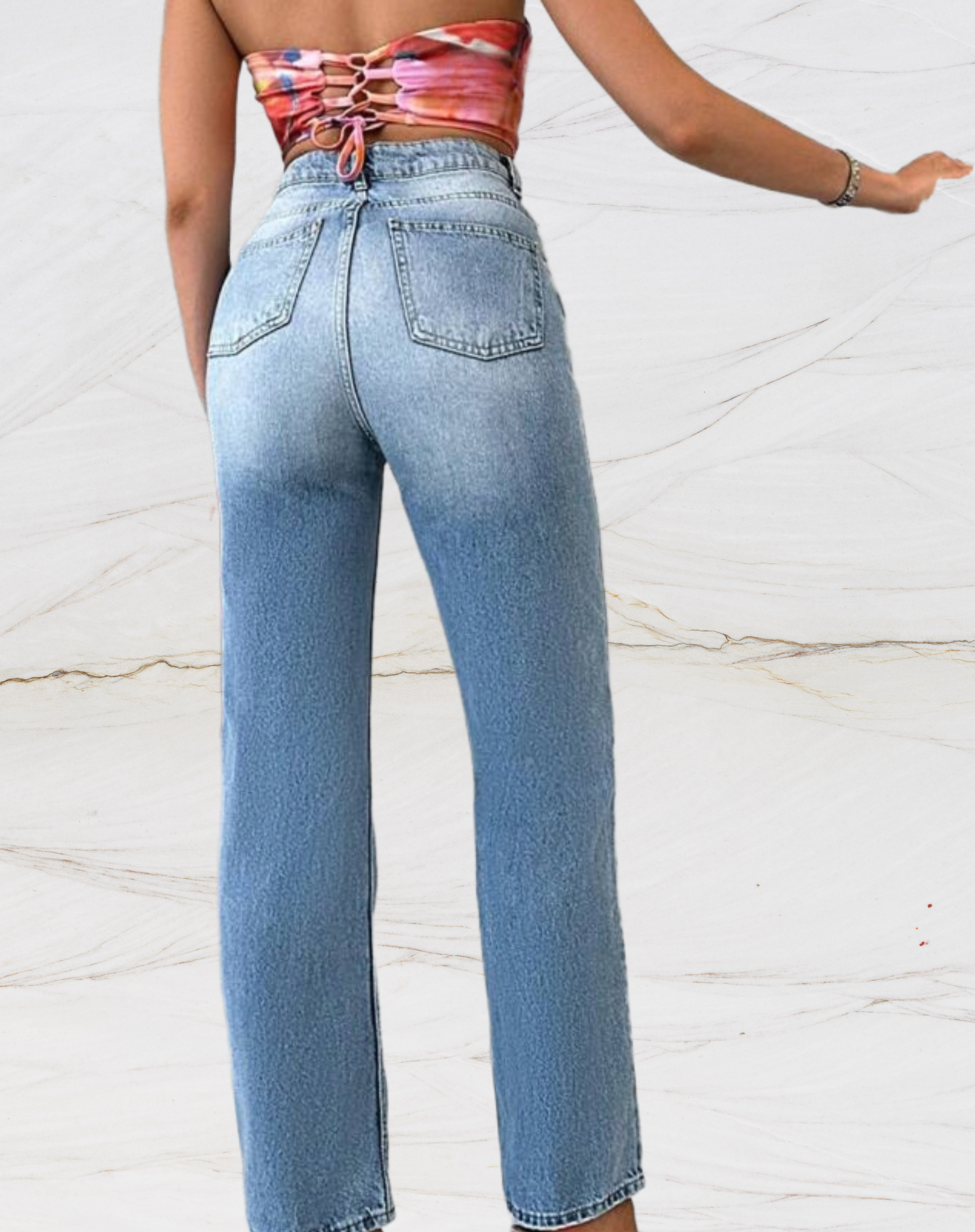 Debra | Hochtaillierte Jeans mit weitem Bein und Knopfleiste für Frauen