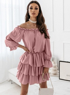 Off-shoulder Kleid mit Rüschen