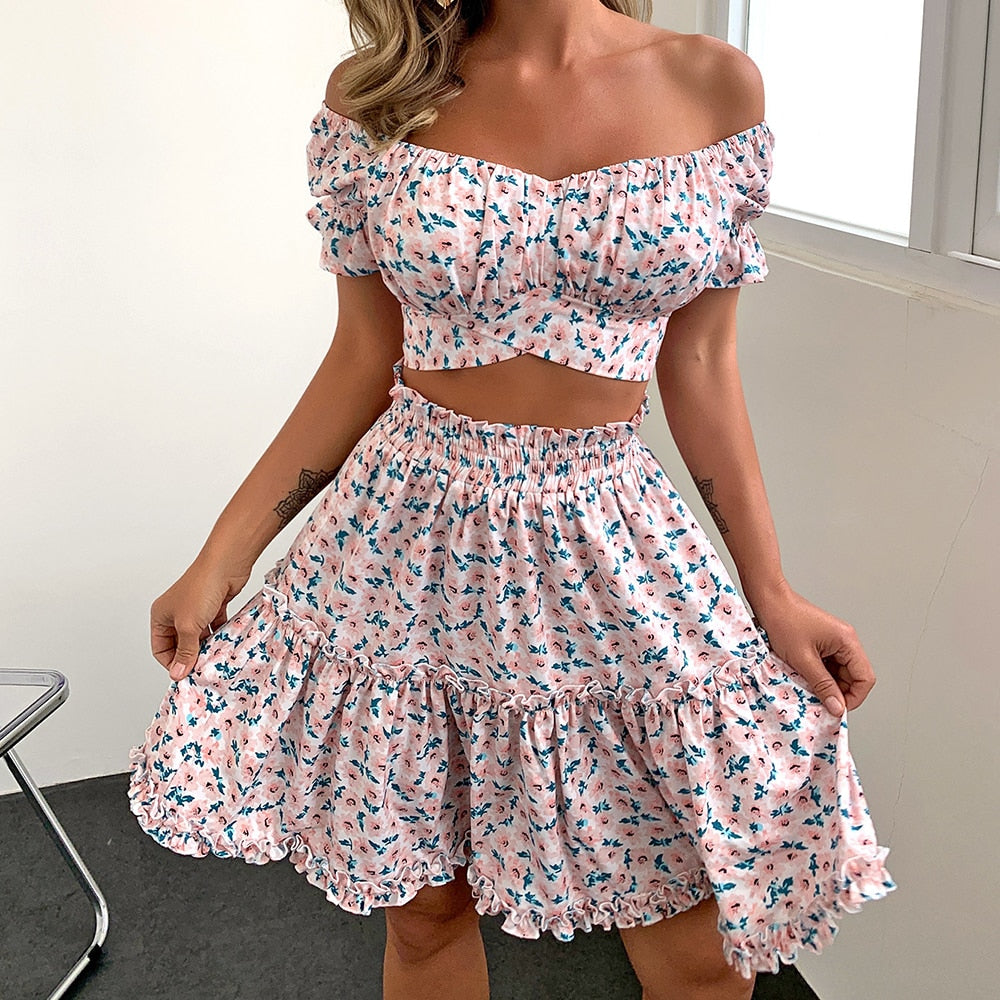 Two Piece Set mit Blumendruck