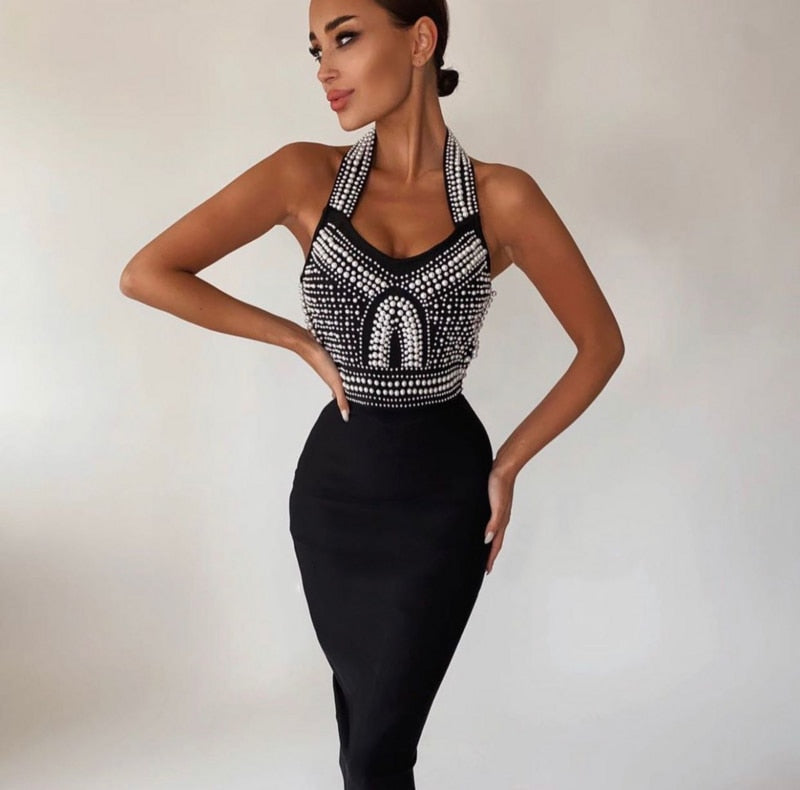 Bodycon Kleid mit Perlen