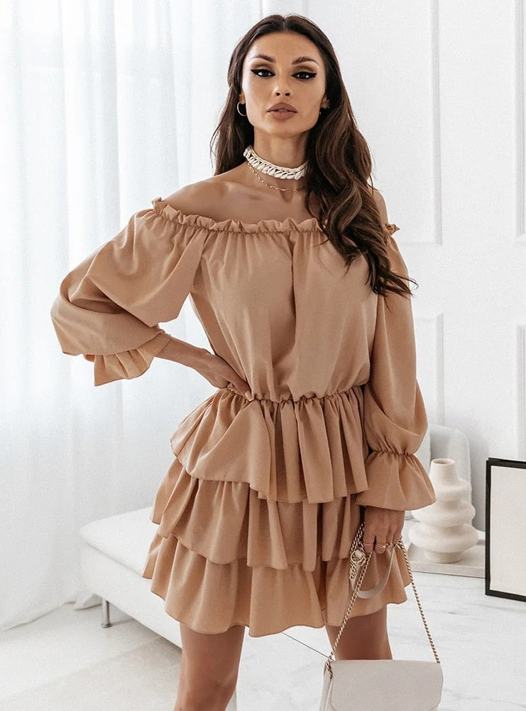 Off-shoulder Kleid mit Rüschen