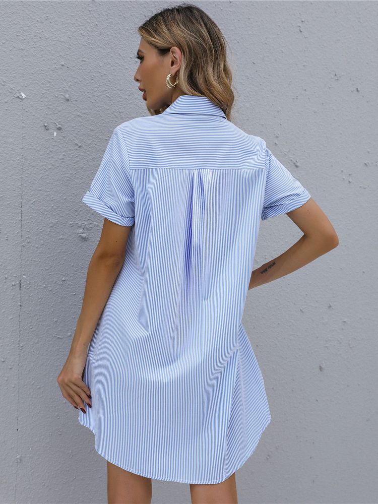 Blau/weiß gestreiftes Blusenkleid