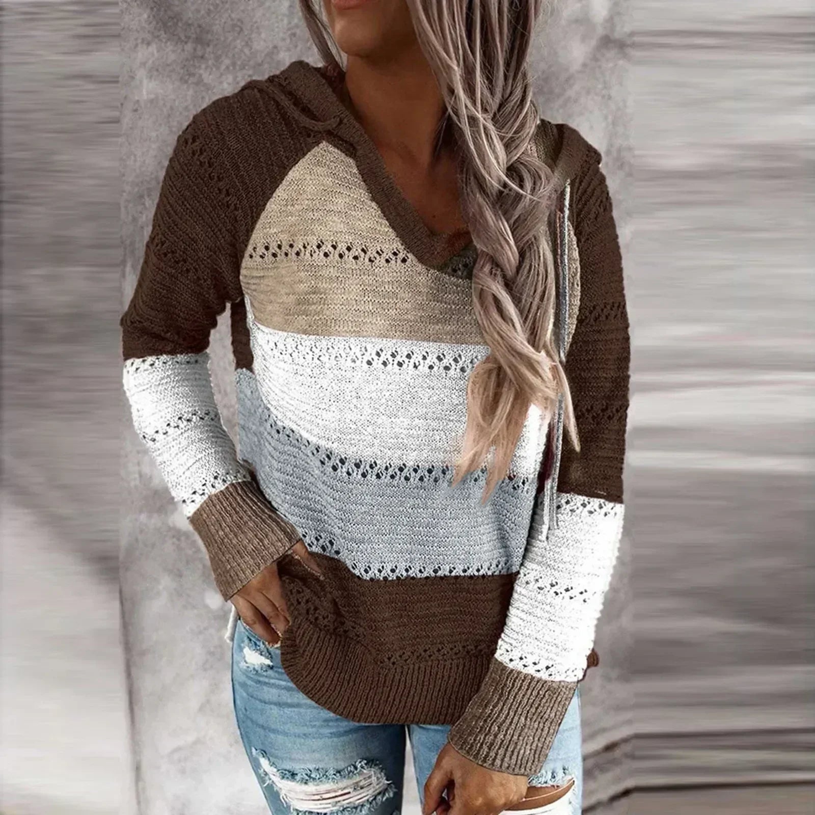 Jolene | Gestreifter Pullover mit Kapuze