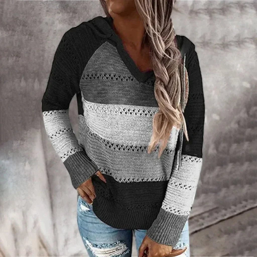 Jolene | Gestreifter Pullover mit Kapuze