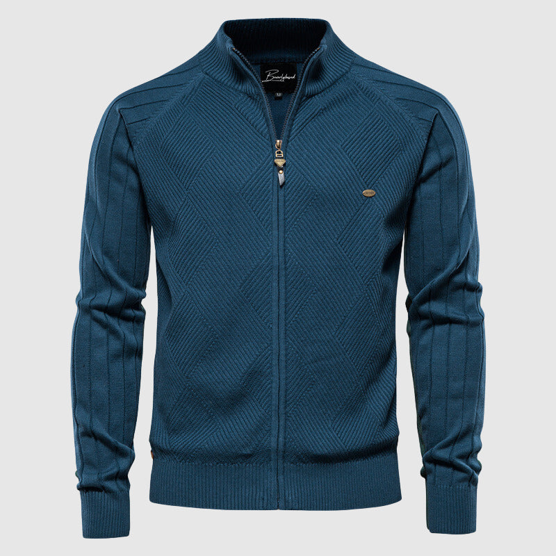 Owen - Stilvolle und Lässige Full-Zip-Strickjacke für den Herbst für Herren