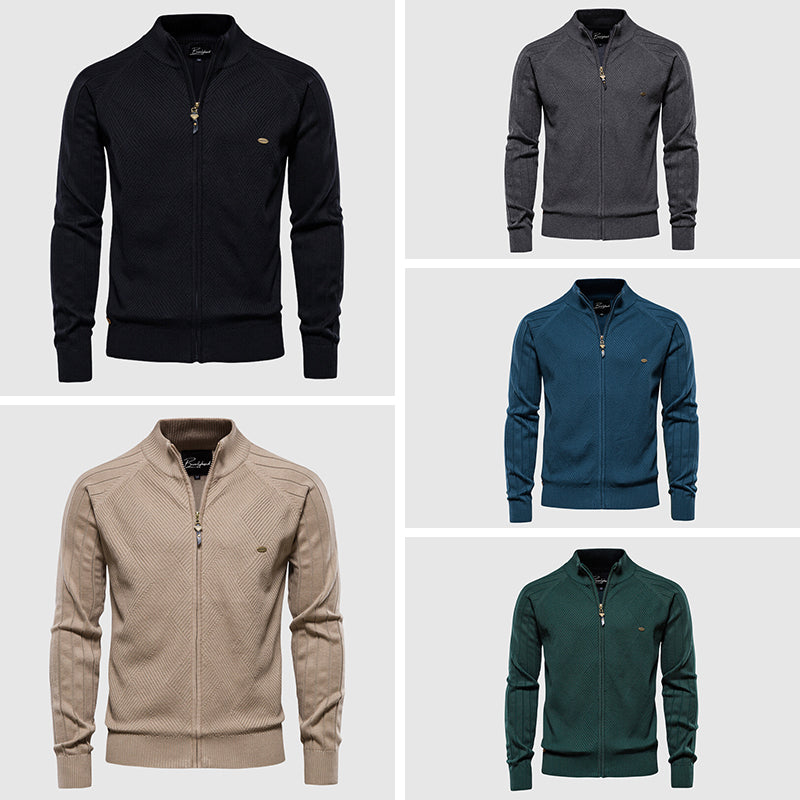 Owen - Stilvolle und Lässige Full-Zip-Strickjacke für den Herbst für Herren