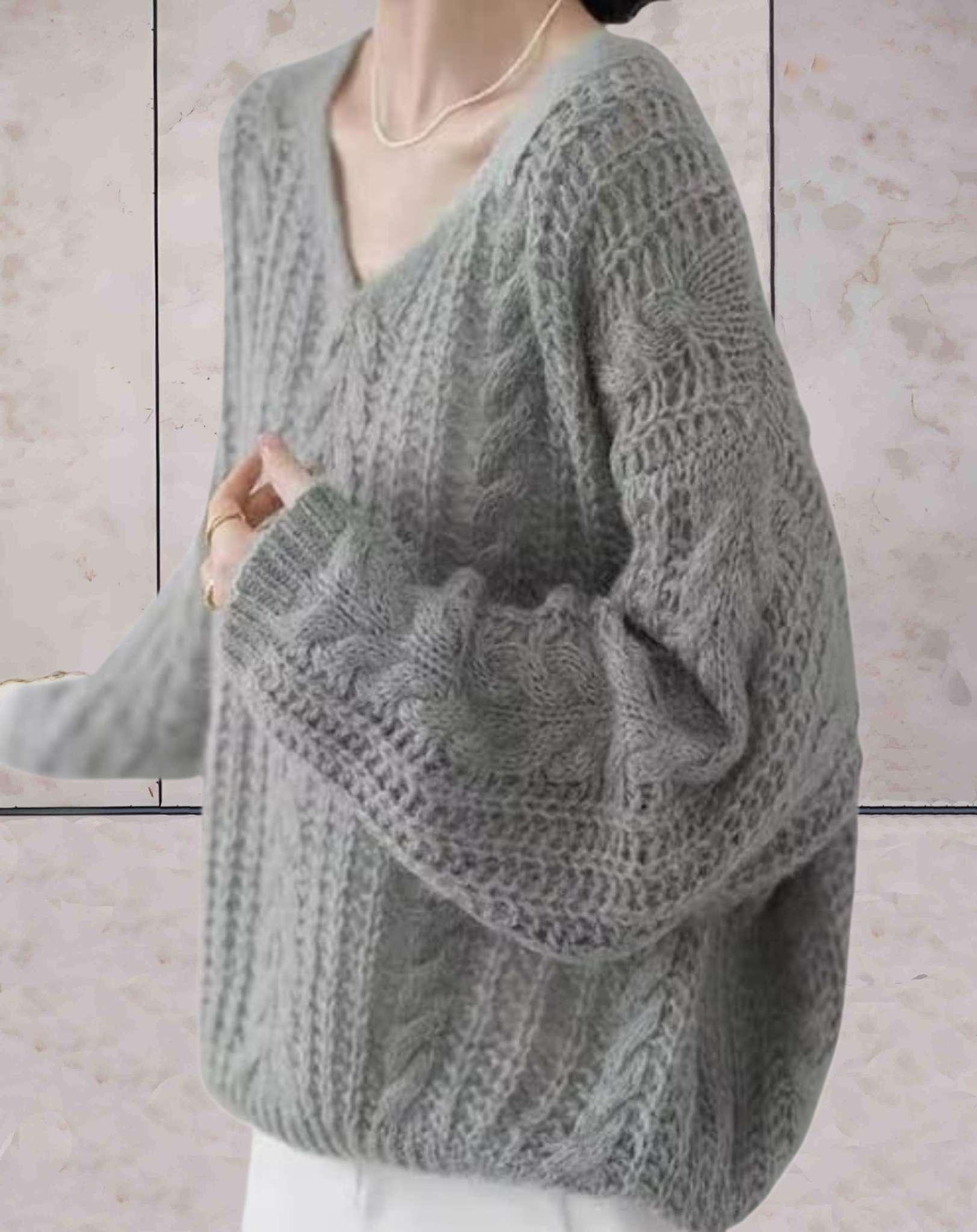 Kielle | Gestrickter Oversize-Pullover mit V-Ausschnitt