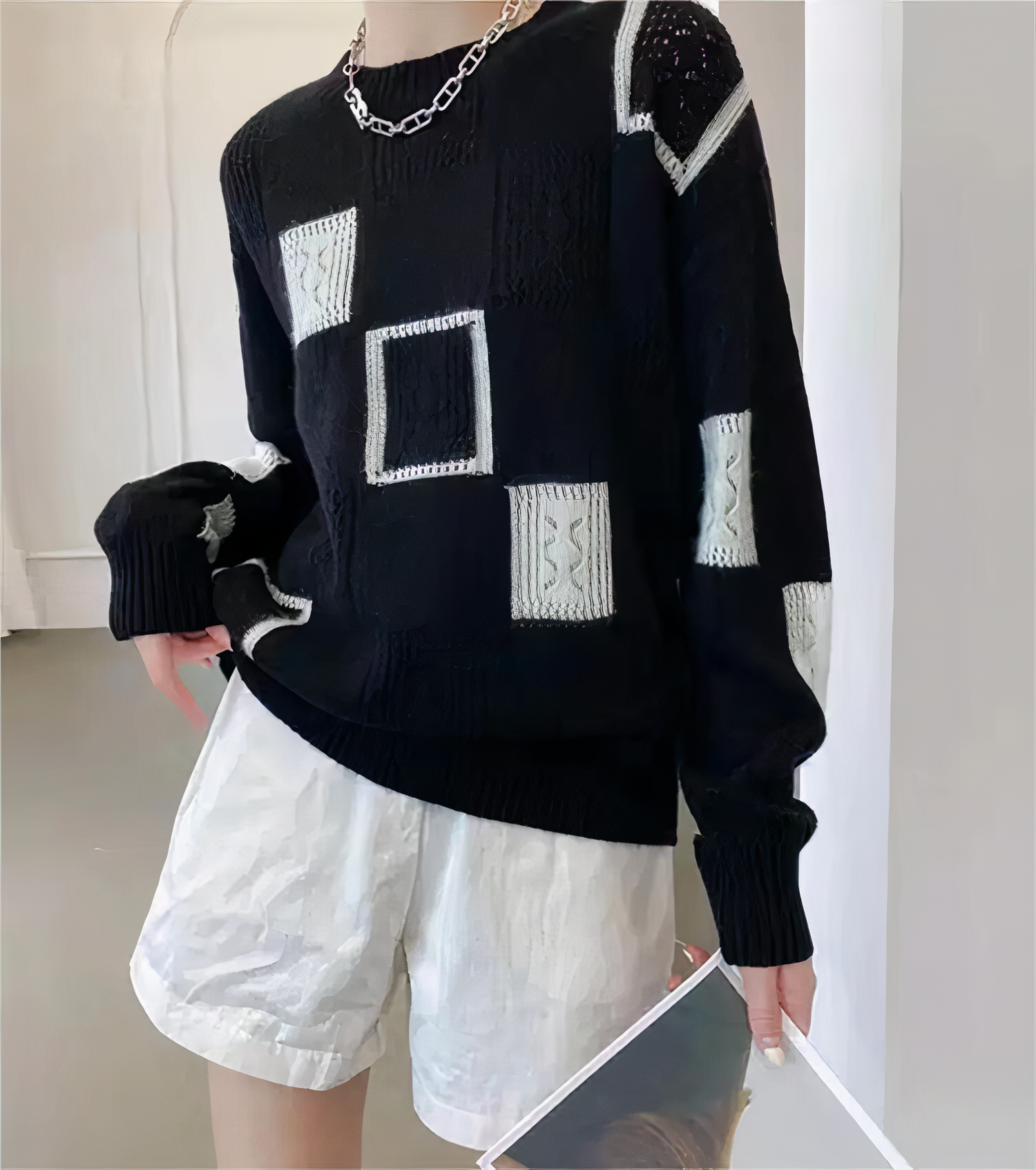 Lina | Geometrischer Patchwork-Pullover