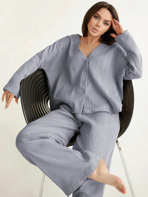 Loungewear-Hose und Pullover aus Baumwolle in Übergröße