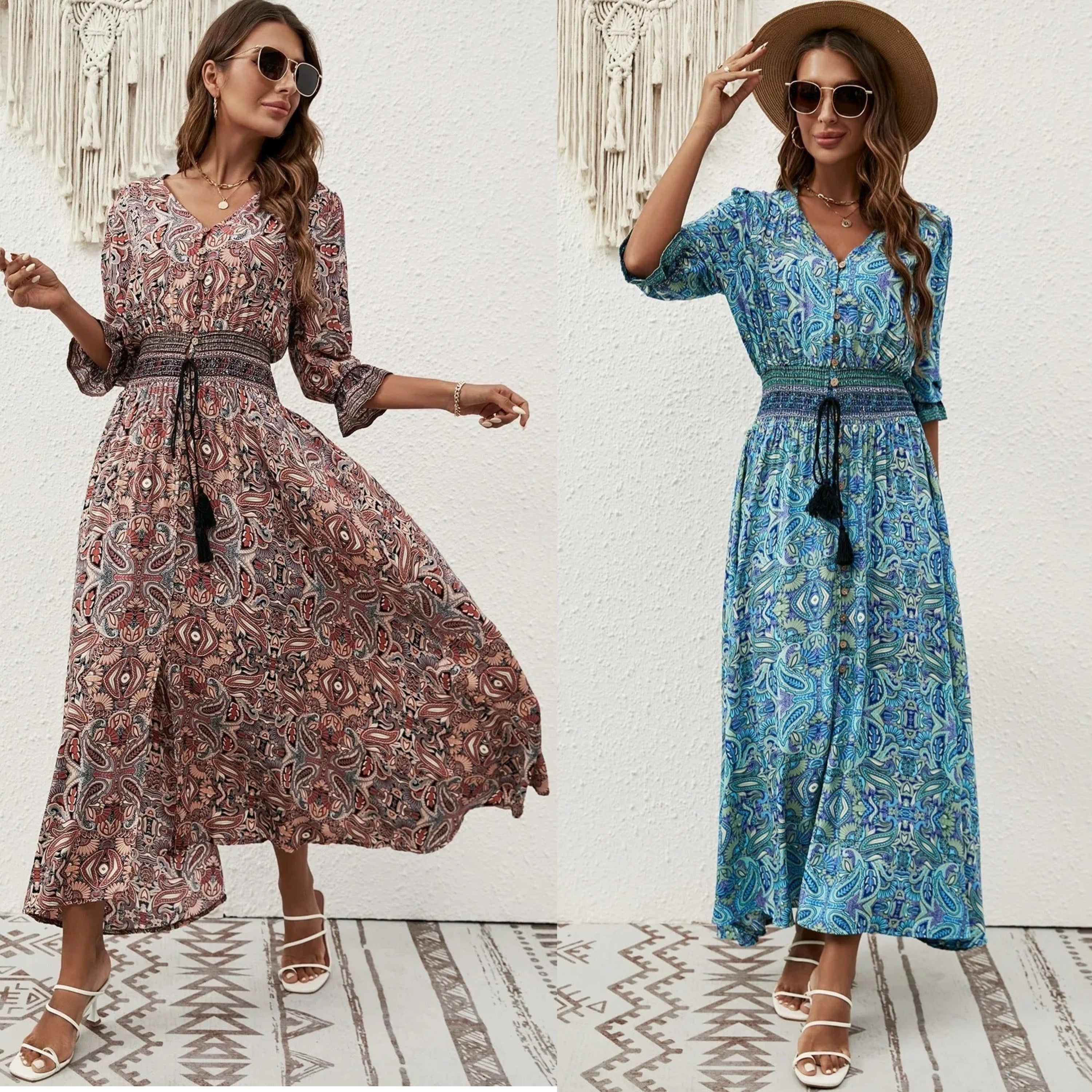 Tia | Boho Maxikleid mit Schlitz