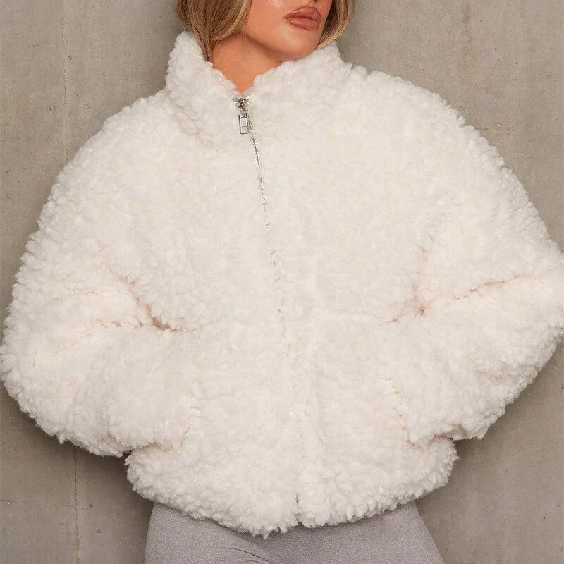 Romée Teddy Cropped Jacket | Fluffy & Warme Winterjacken