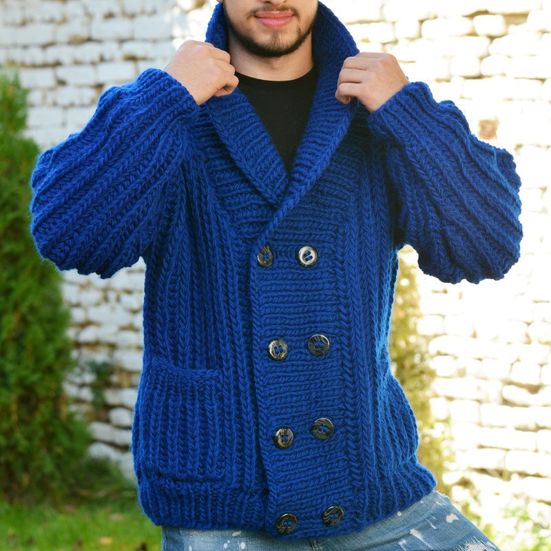 Zweireihige langärmelige Strickjacke für Männer