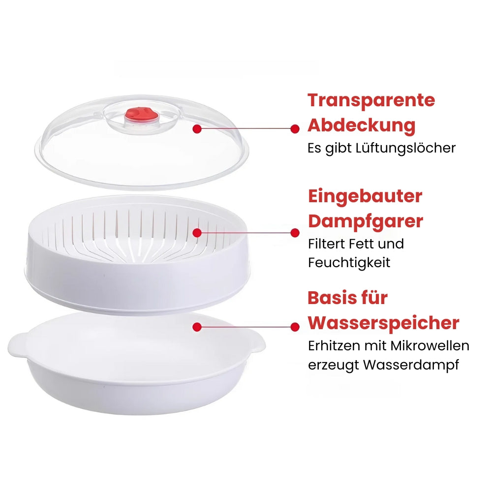 Mikrowellengeeigneter Kunststoff-Dampfgarer mit Deckel