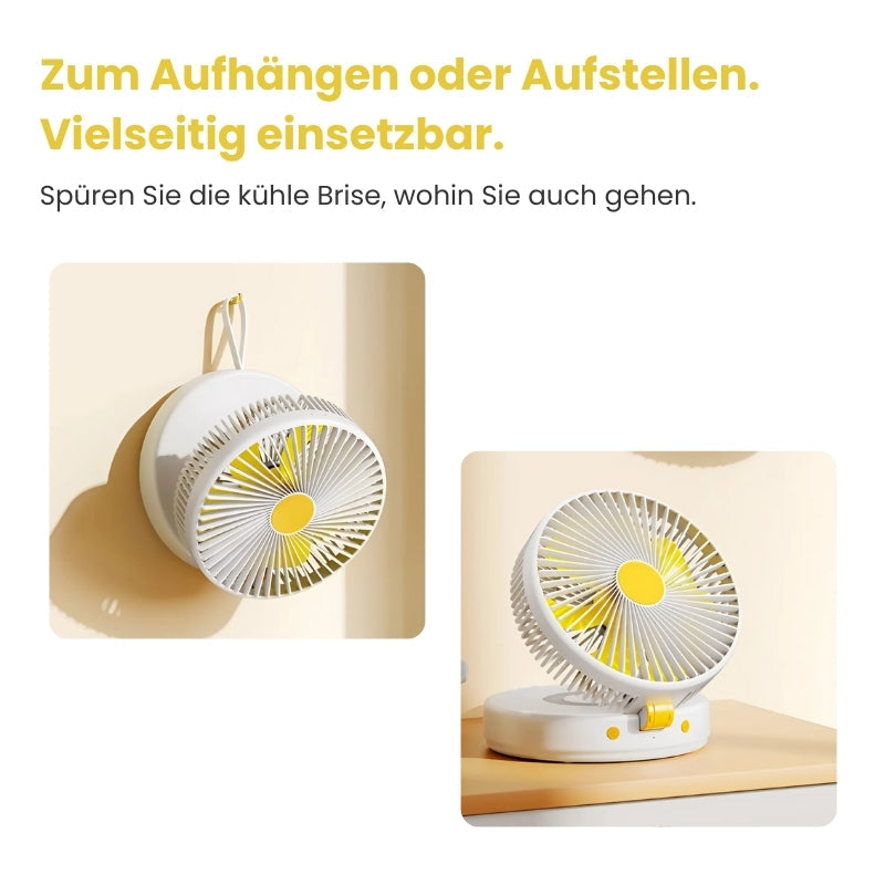 USB-aufladbarer Tisch- und Wandventilator mit Fernbedienung