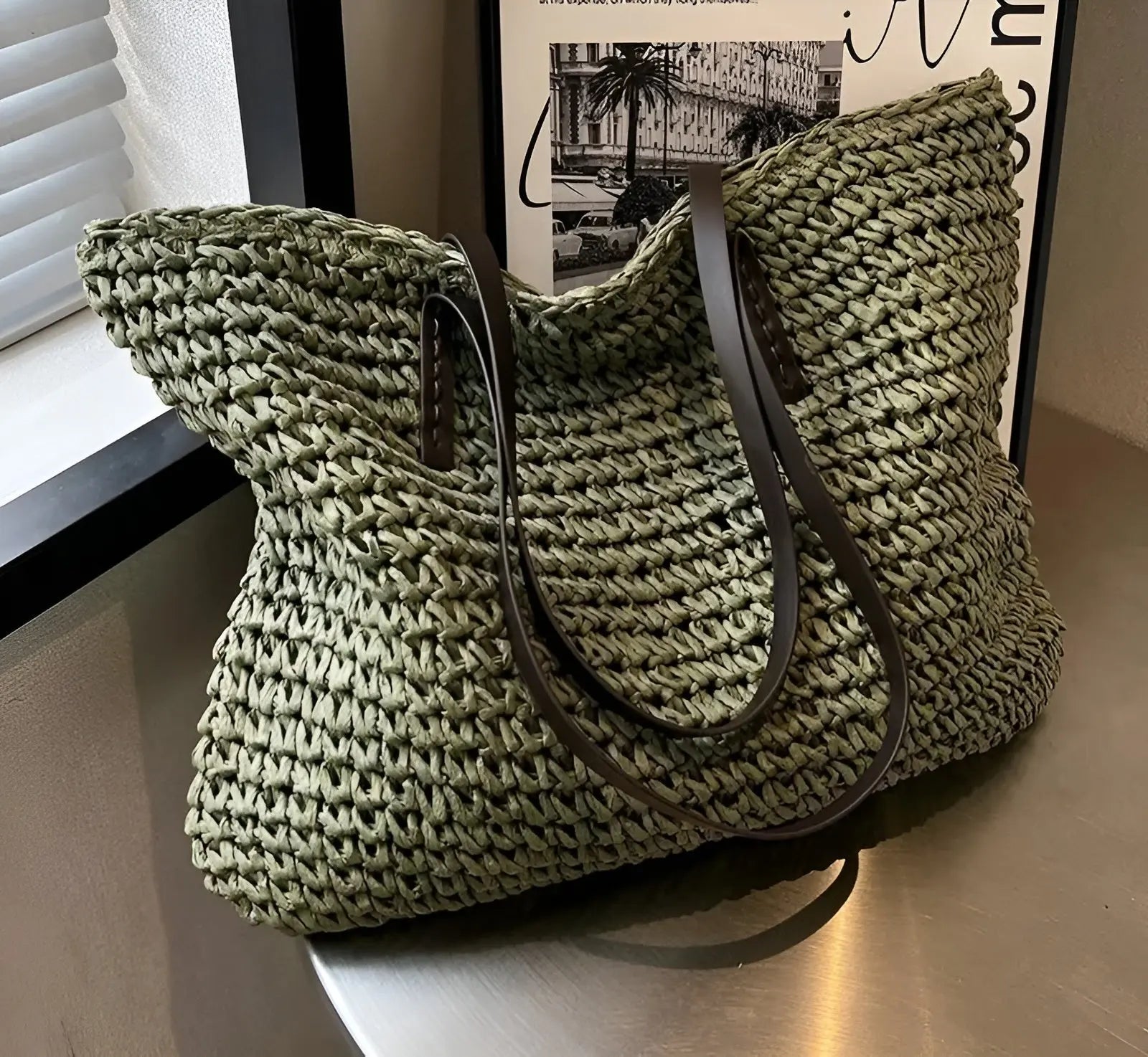 Ecochic | Stilvoller gewebter Shopper mit langen Griffen