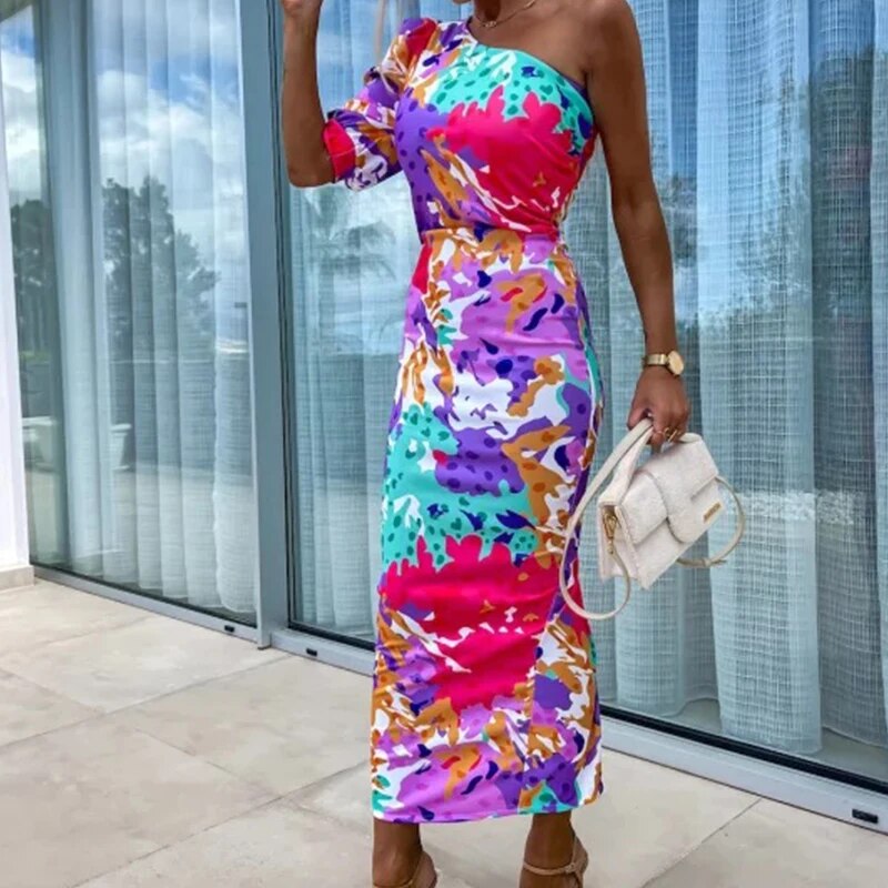 Celeste - Ein-Schulter-Kleid mit Puffärmeln