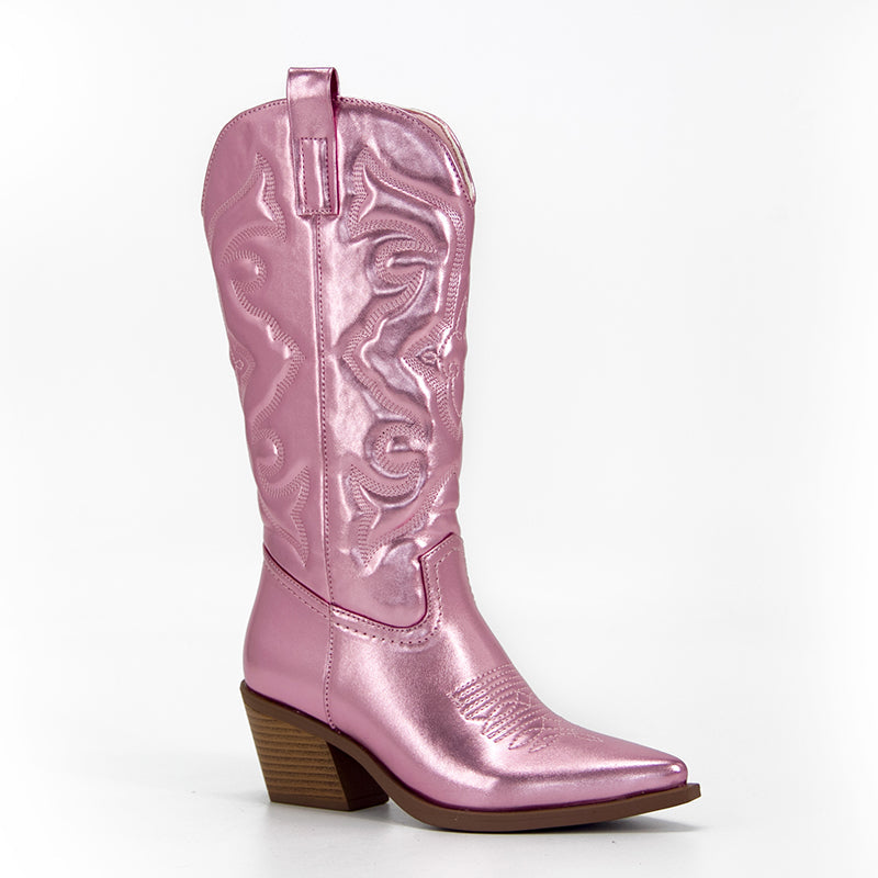 Rosa Metallic-Cowboystiefel