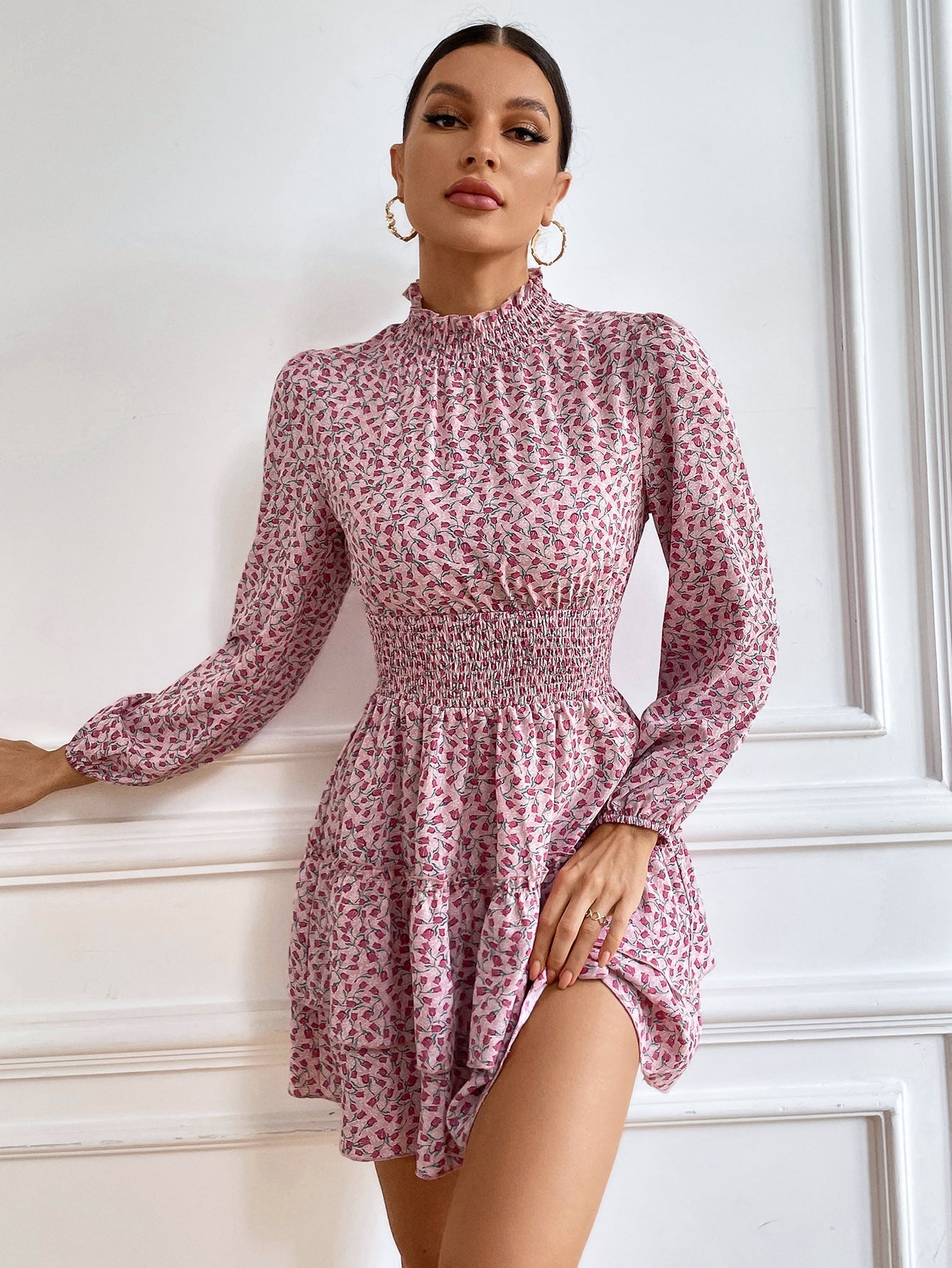 Rosa Kleid mit Blumendruck