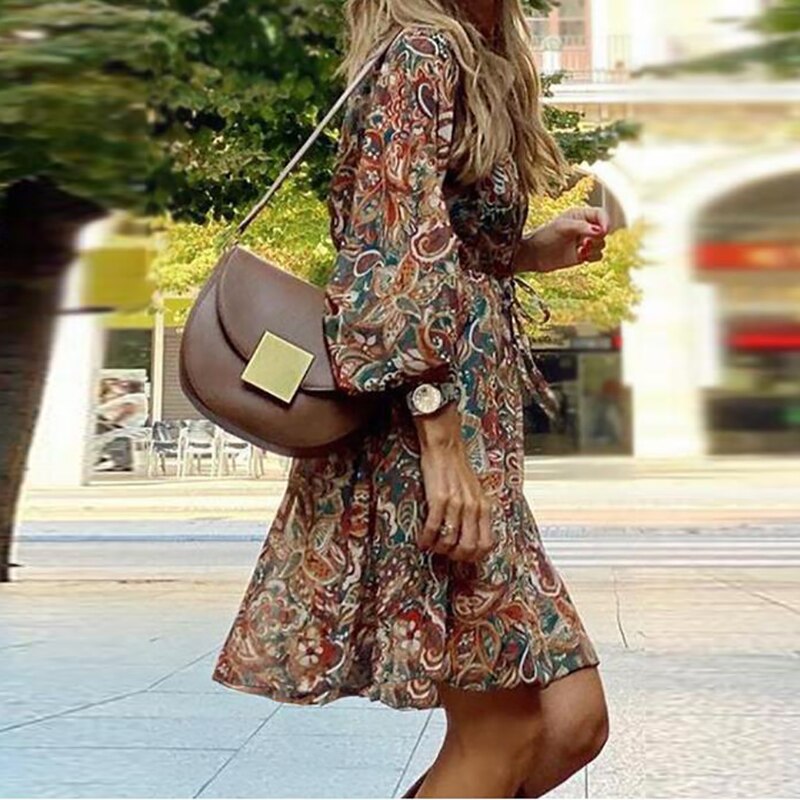 Flare Kleid mit Boho-Print