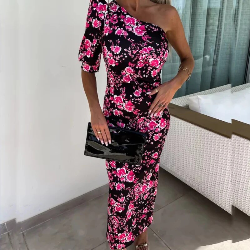 Celeste - Ein-Schulter-Kleid mit Puffärmeln