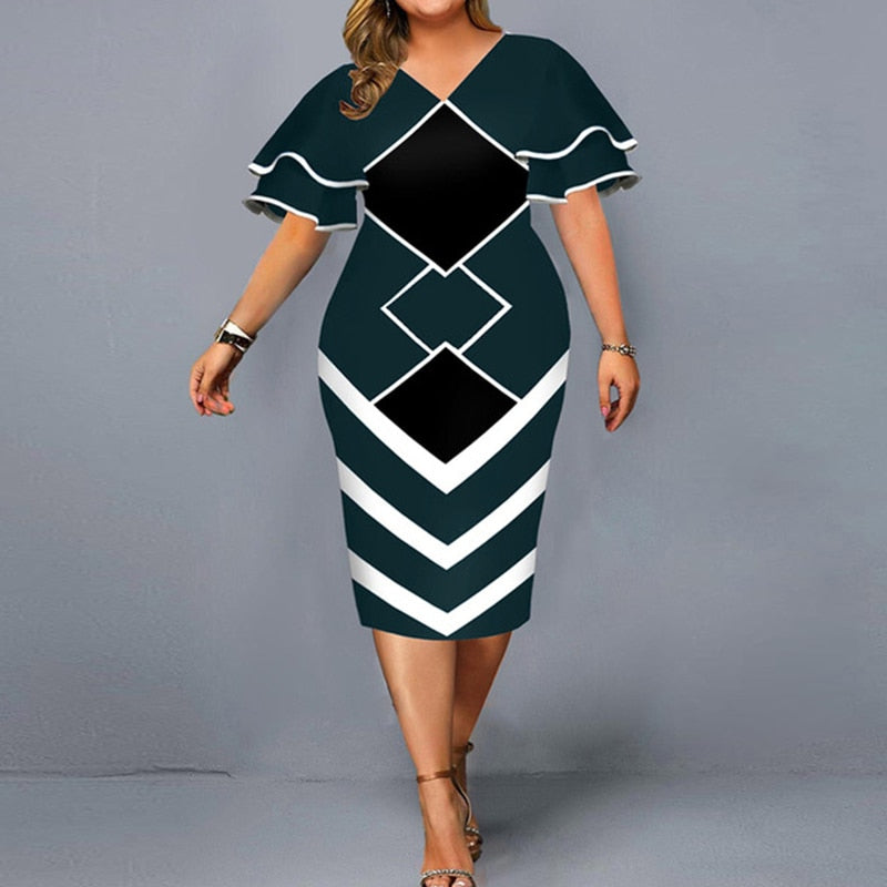 Midi kleid mit Rüschen (Plus-Size)