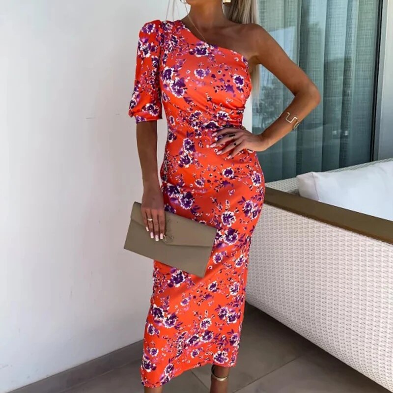Celeste - Ein-Schulter-Kleid mit Puffärmeln