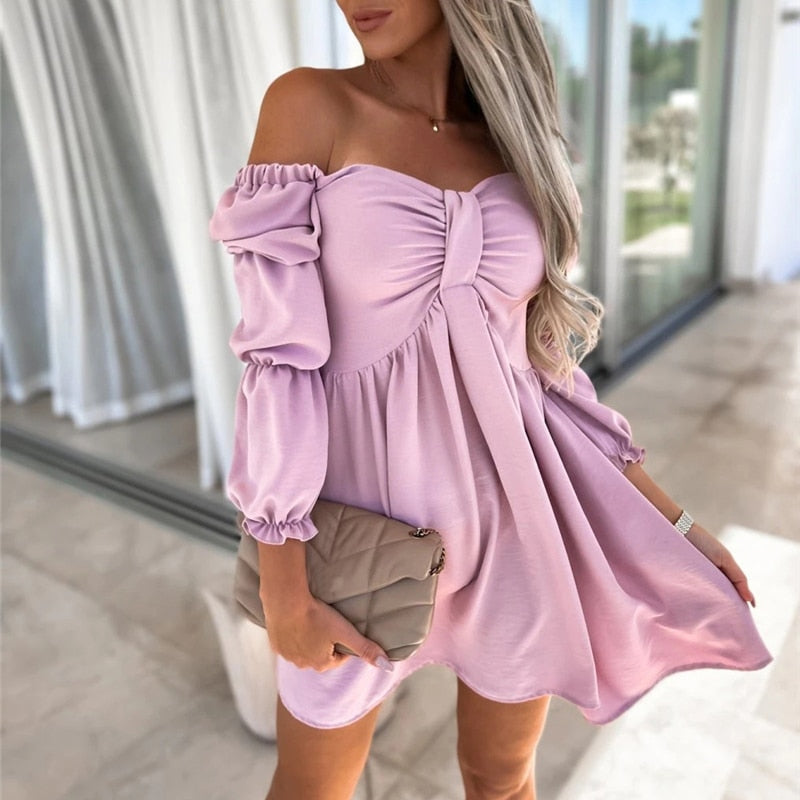 Off-shoulder Kleid Schleife