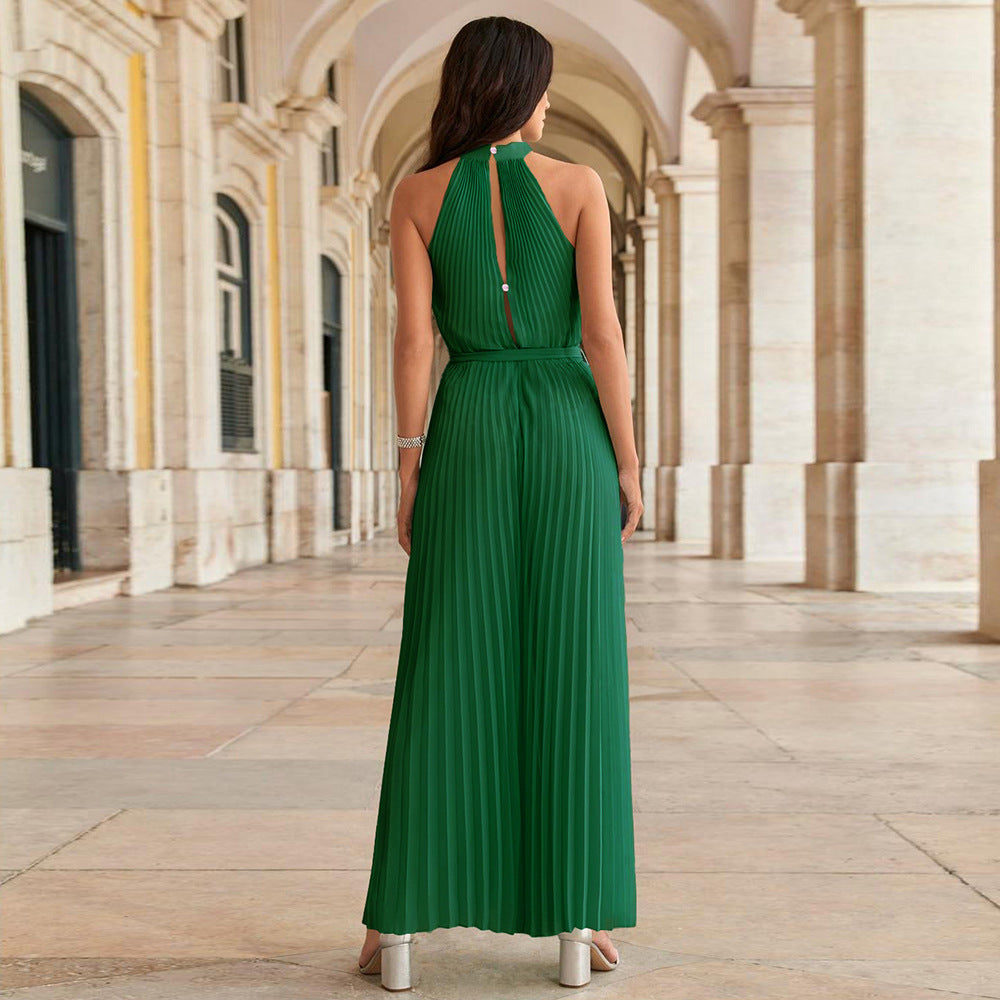 Grüner plissierter Jumpsuit