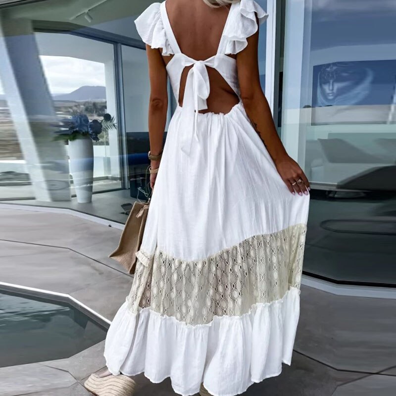 Weißes Maxi Ibiza Kleid