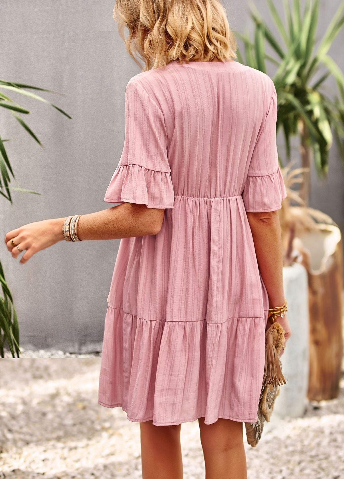 Rosa Basic-Kleid