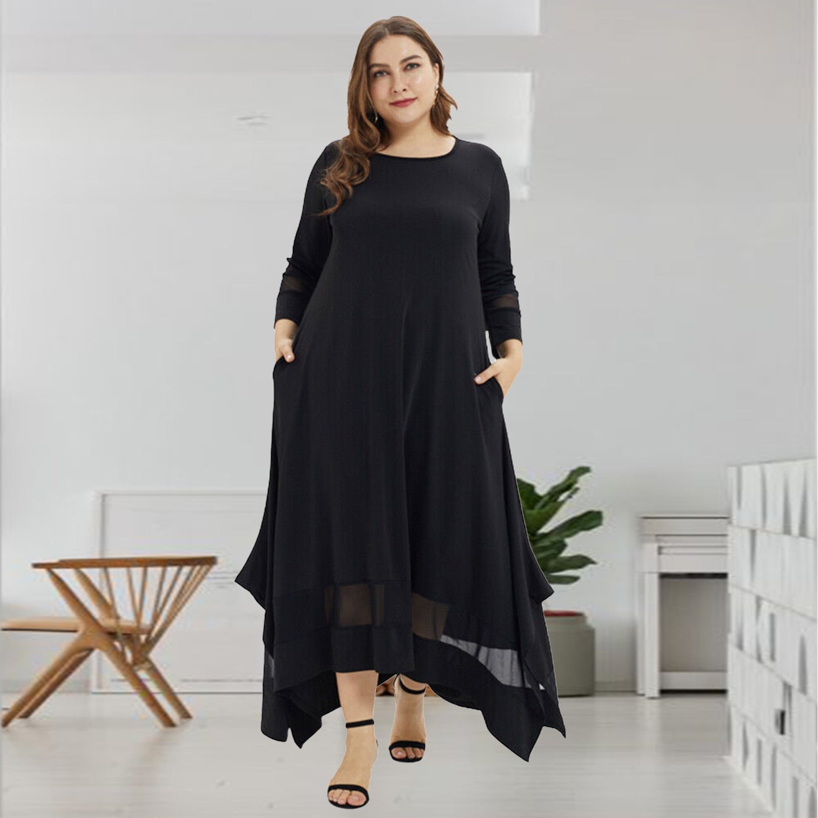 Schwarzes Maxi Kleid (Plus-Size)