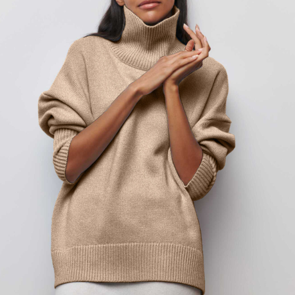 Willie - Lässiger Herbst Baumwolle Oversized Rollkragenpullover für Damen