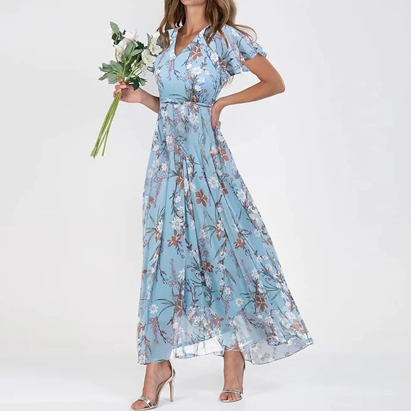 Victoria - Langes Sommerkleid mit Blumenmuster