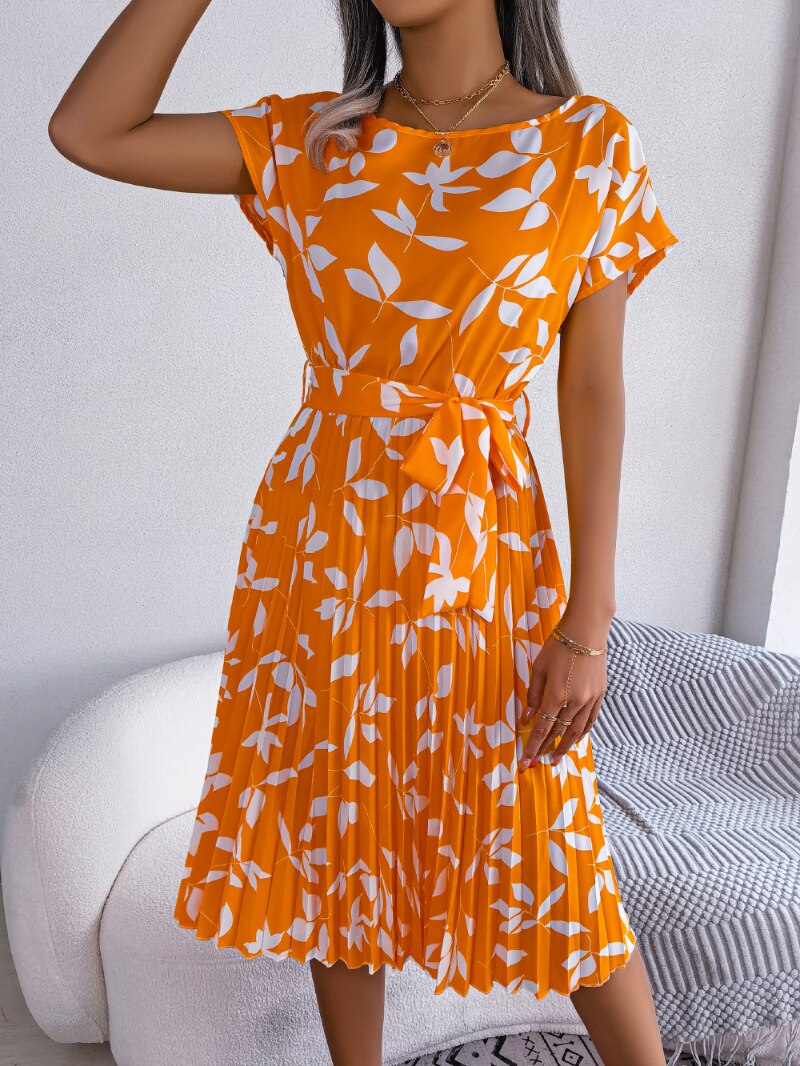 Oranges Midikleid mit Druck