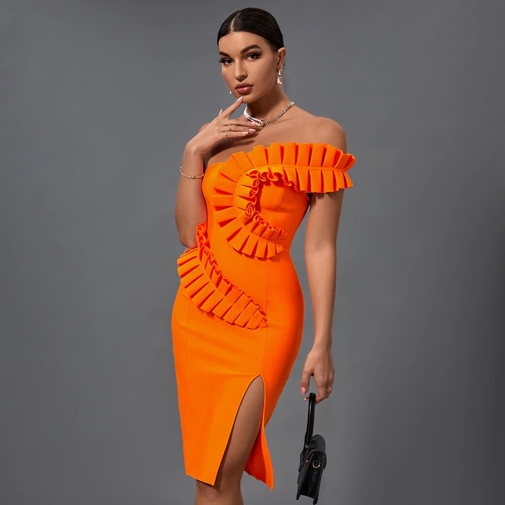 Orangefarbenes Bodycon-Kleid