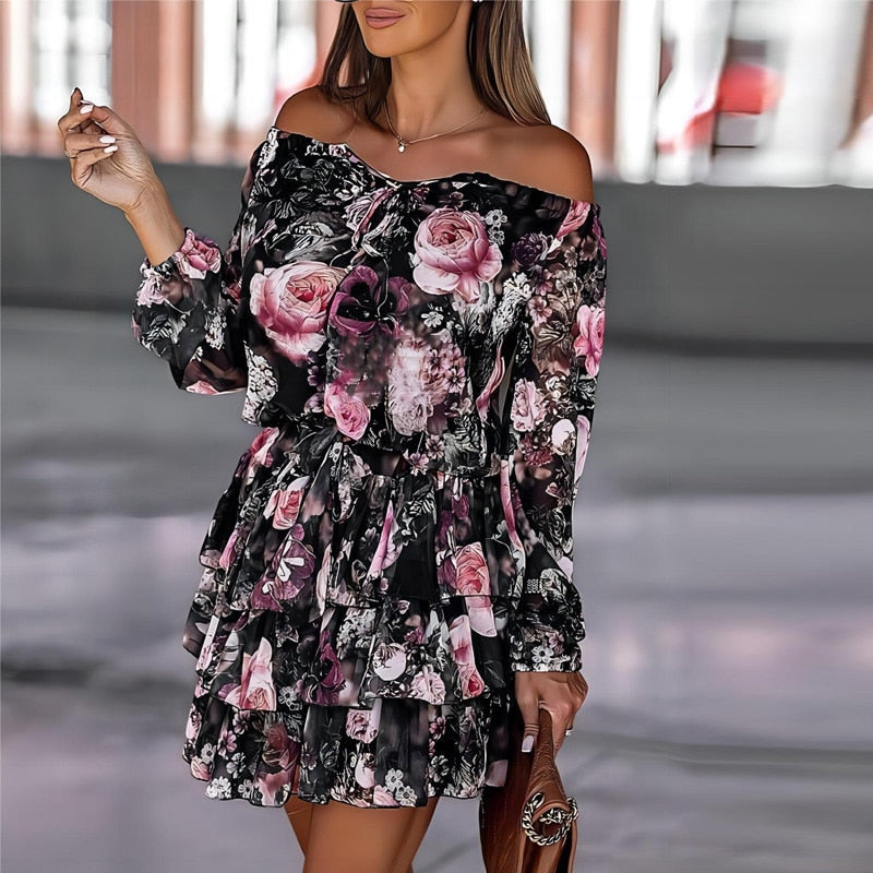 Off-Shoulder Kleid mit Rüschen