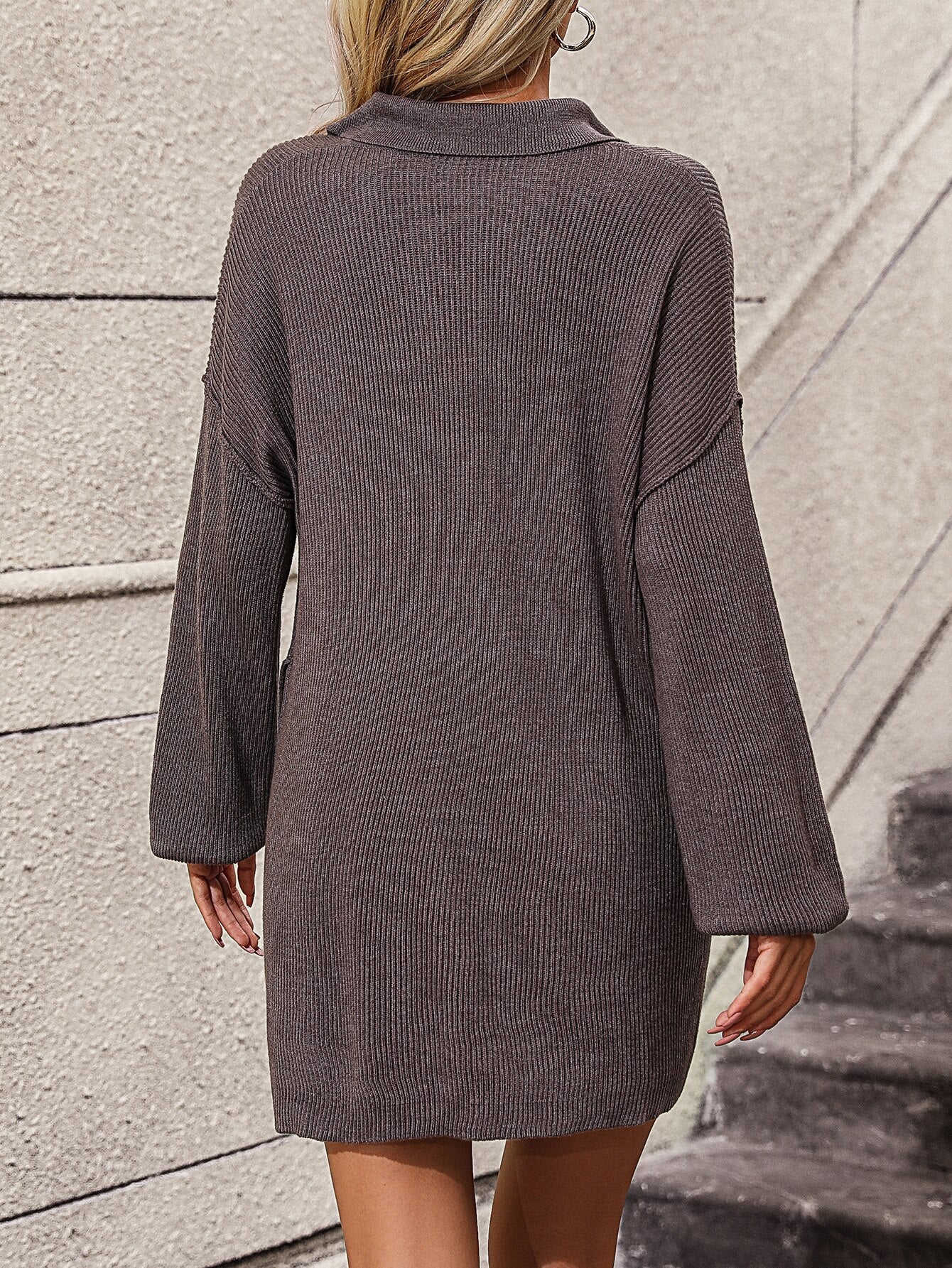 Braun/grauer oversized Pullover mit langen Ärmeln