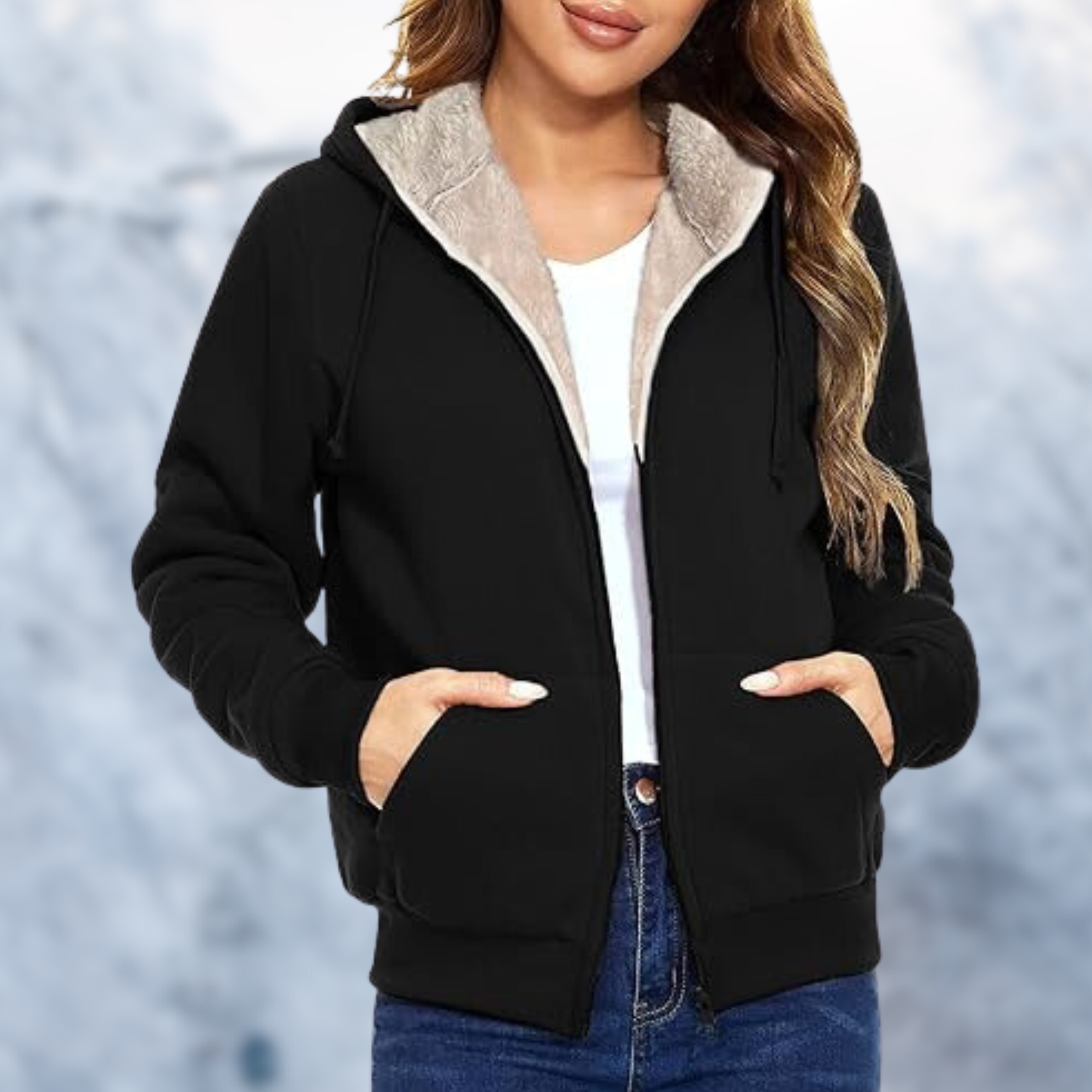 Nova - Lässige Winter-Kapuzenjacke Schwarz für Damen