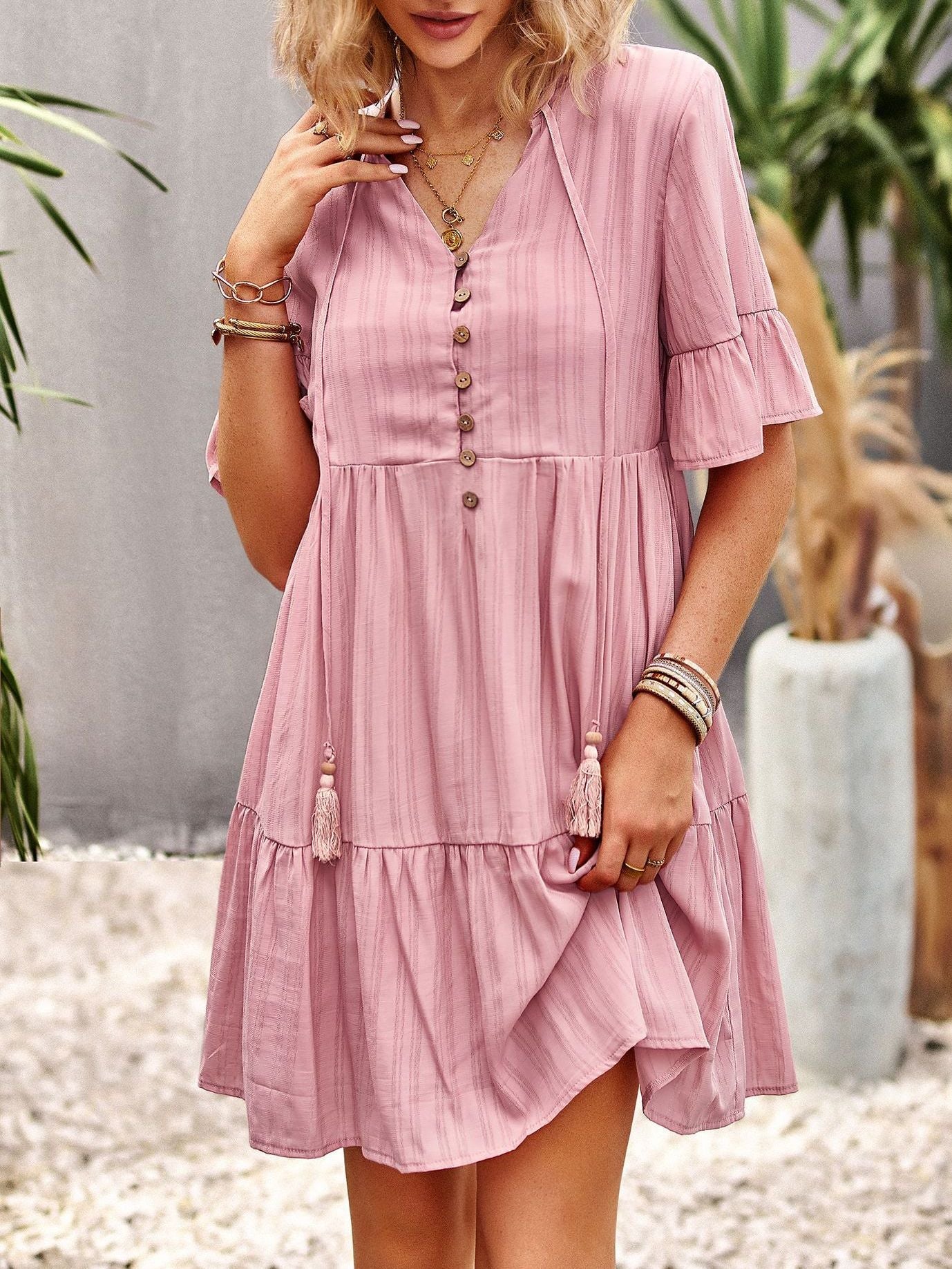 Rosa Basic-Kleid