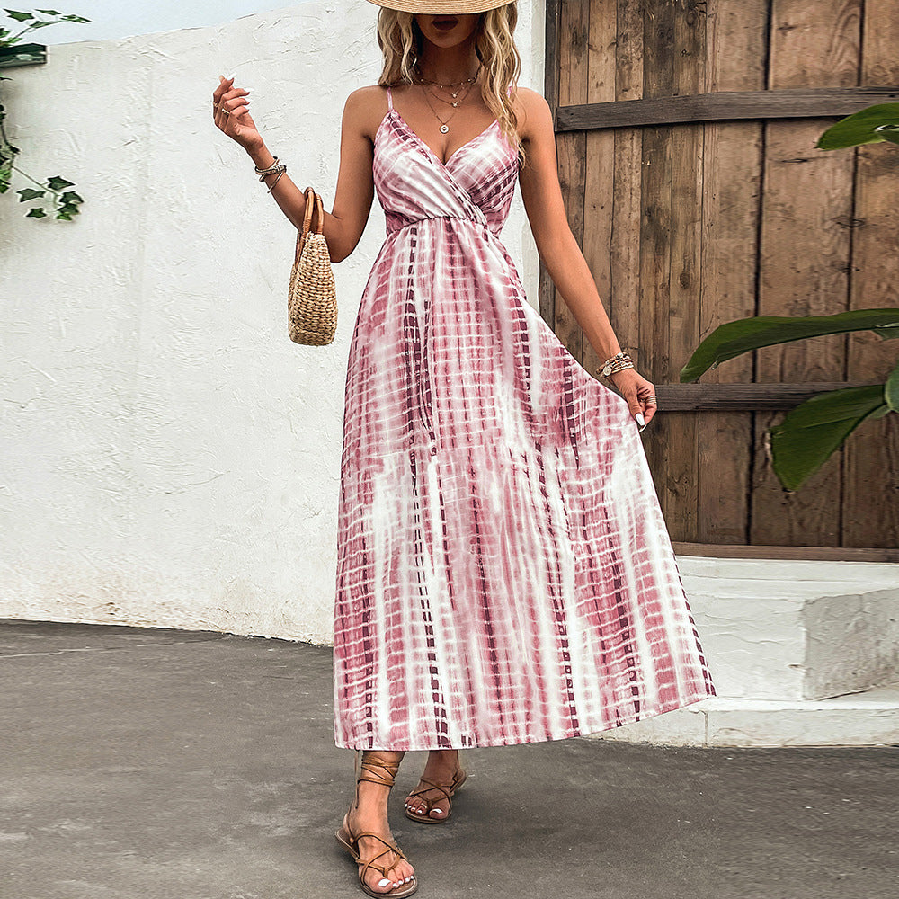 Rosa/rotes Maxi Sommerkleid