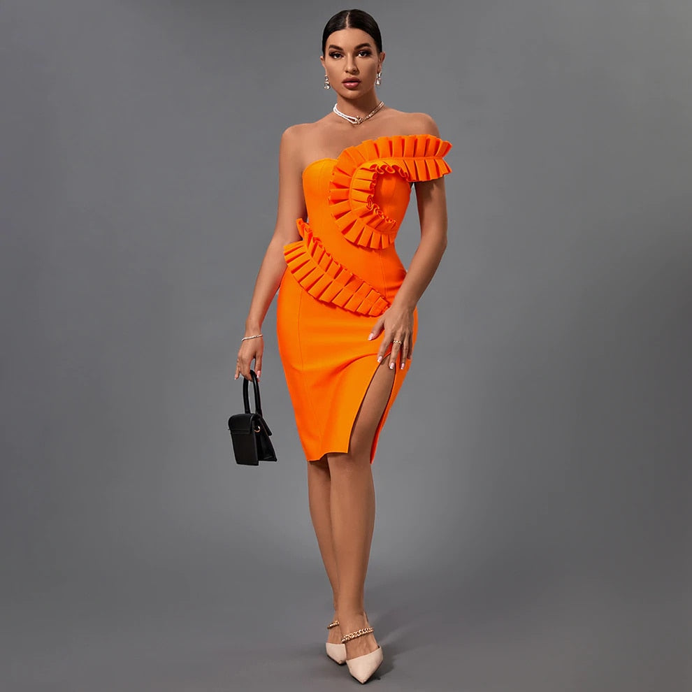 Orangefarbenes Bodycon-Kleid