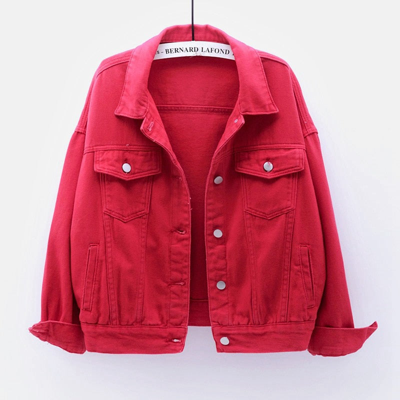 Rote Jeansjacke